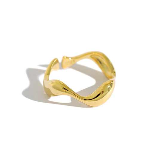Levavenci Wavy Ring - Minimalist S925 Sterling Silver Ring - Levavenci - Jewelry - Opulent 18K Gold / Adjustable